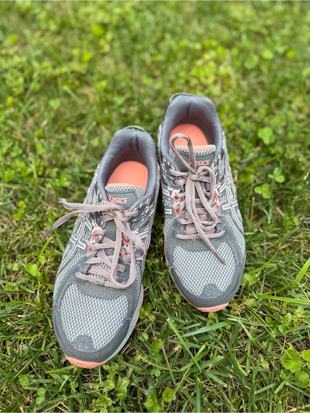 ASICS Gel Venture 6 Womens 6.5 Gray Pink Trail Running Shoes Sneakers T7G6N